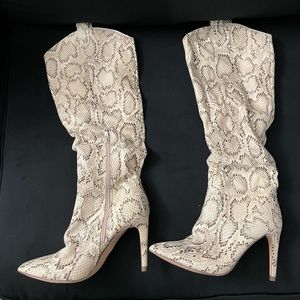 Snakeskin print boots